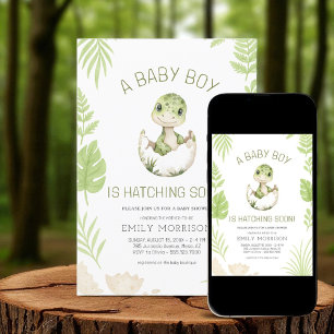 Baby Boy Shower Dinosaurus Uitkomen Binnenkort Sch Kaart