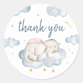 Baby Boy Shower Favor Circle Stickers - Olifant