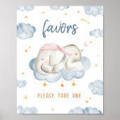 Baby Boy Shower Favors Poster Sign - Olifant (Voorkant)