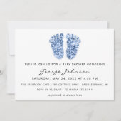 Baby Boy Shower Feet Glitter Blue White VIP Kaart (Voorkant)