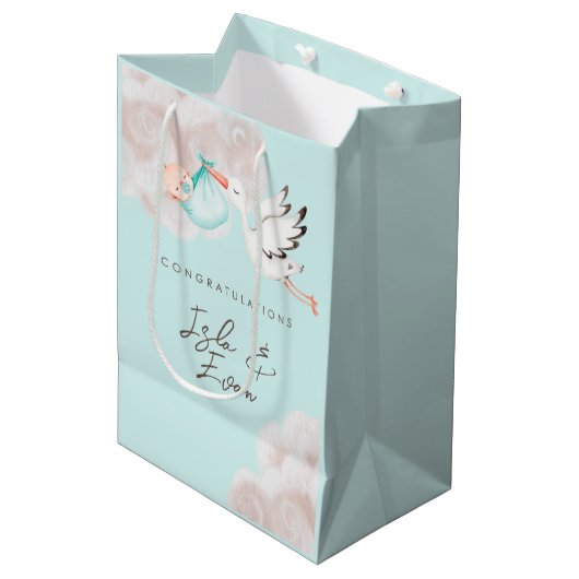 Baby Boy Shower Gift Bag Medium Cadeauzakje (Voorkant Gekanteld)