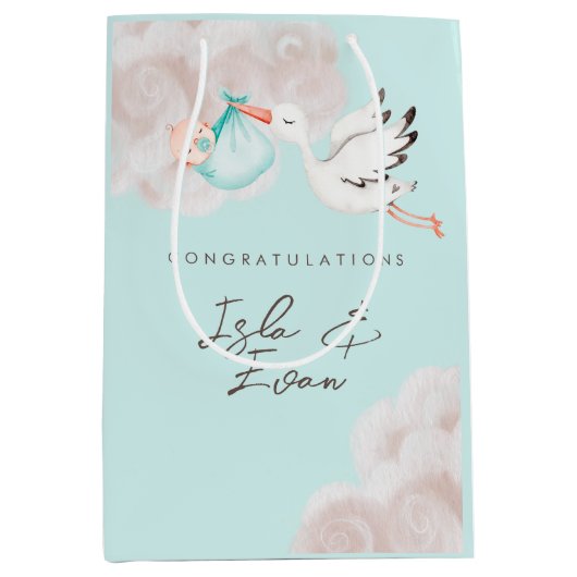 Baby Boy Shower Gift Bag Medium Cadeauzakje (Voorkant)