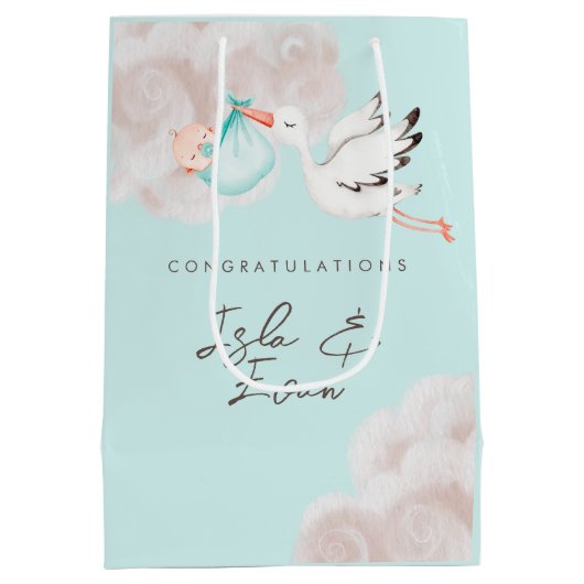 Baby Boy Shower Gift Bag Medium Cadeauzakje (Achterkant)