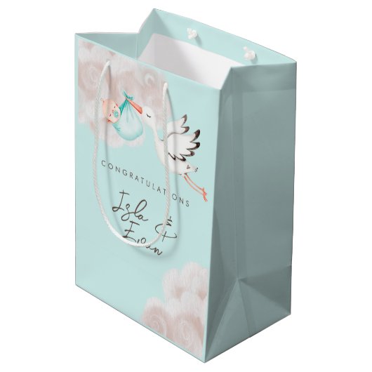 Baby Boy Shower Gift Bag Medium Cadeauzakje (Achterkant Gekanteld)