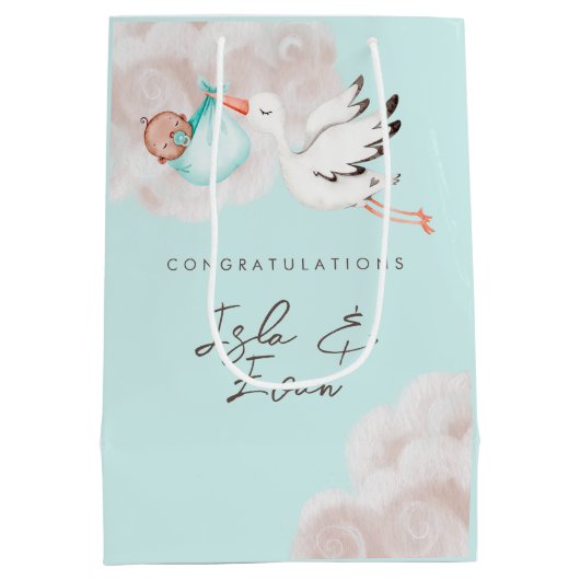 Baby Boy Shower Gift Bag Medium Cadeauzakje (Achterkant)