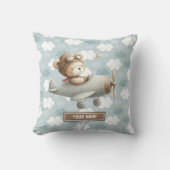 Baby Boy Shower Gift Idee Teddy Bear Piloot Kussen (Voorkant)