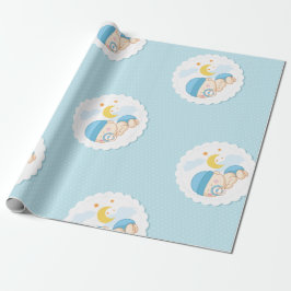 Baby Boy Shower Gift Wrap Cute Boy Blue Cadeaupapier