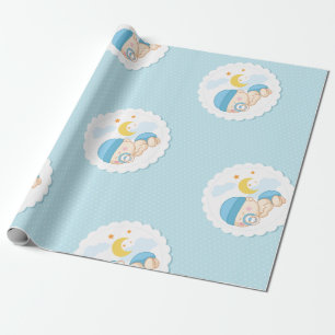 Baby Boy Shower Gift Wrap Cute Boy Blue Cadeaupapier