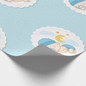 Baby Boy Shower Gift Wrap Cute Boy Blue Cadeaupapier (Hoek)