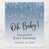 Baby Boy Shower Glitter Blue Custom Wijn Etiket (Enkel label)