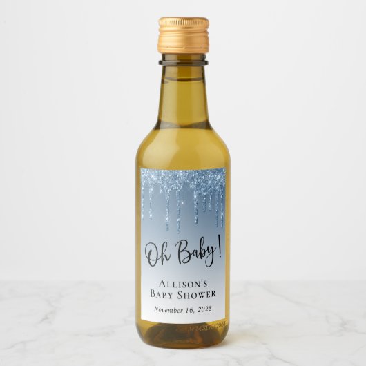 Baby Boy Shower Glitter Blue Specialized Wijn Etiket (Voorkant)