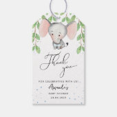 Baby Boy Shower Greenery Elephant Bedankt Cadeaulabel (Voorkant)