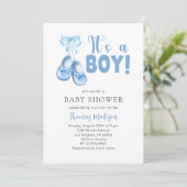 Baby Boy Shower Het is een Boy Blue Kaart (Staand voorkant)