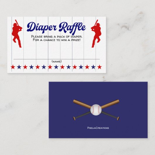 Baby Boy Shower, honkbal, luierritje Informatiekaartje (Voorkant / Achterkant)