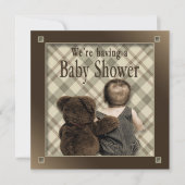 BABY BOY SHOWER INVITATION - BABY EN TEDDY BEAR KAART (Voorkant)
