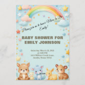 Baby Boy Shower Invitation Cartoon Animals Kaart (Achterkant)