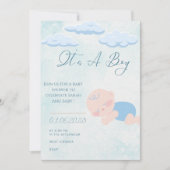Baby boy Shower Invitation Kaart (Voorkant)
