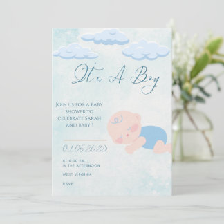 Baby boy Shower Invitation  Kaart
