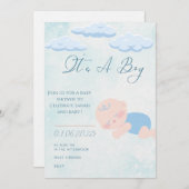 Baby boy Shower Invitation Kaart (Voorkant / Achterkant)