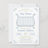 Baby Boy Shower Invitation - Lacy Wieg - Blauw Kaart (Voorkant)