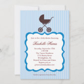 Baby Boy Shower Invitation met Stroller Kaart (Voorkant)