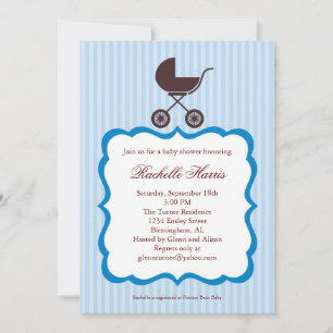 Baby Boy Shower Invitation met Stroller Kaart