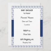 Baby Boy Shower Invitation Stork Bodysuit Blue Kaart (Achterkant)