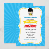 Baby Boy Shower Invitations (Superheld) Blue Kaart (Voorkant / Achterkant)