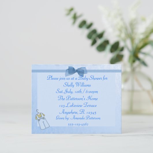 Baby Boy Shower Invite Kaart (Staand voorkant)