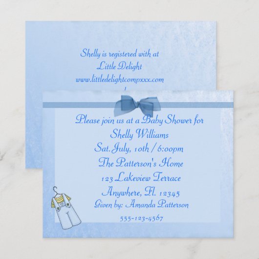 Baby Boy Shower Invite Kaart (Voorkant / Achterkant)