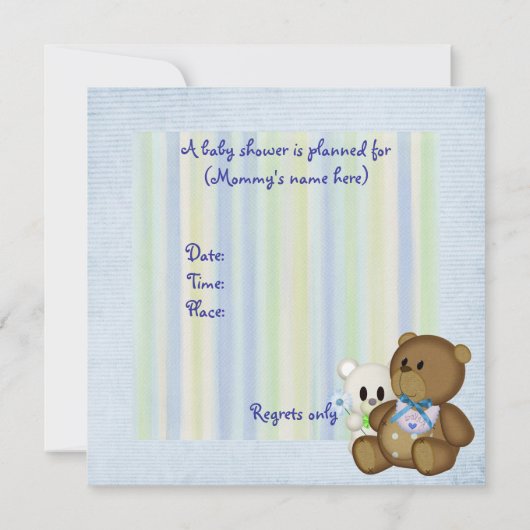 Baby Boy Shower Invite Kaart (Achterkant)