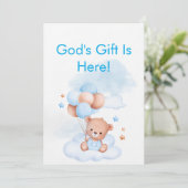 Baby Boy Shower Invite With Christian Bible Verse Kaart (Staand voorkant)