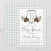 Baby Boy Shower Kalkoen Zuidelijke Groene Gingham Kaart (Voorkant / Achterkant)