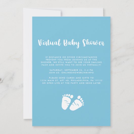 Baby Boy Shower met Virtual Option Blue Kaart (Achterkant)