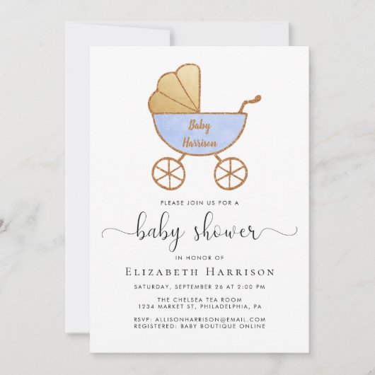 Baby Boy Shower met Virtual Option Blue Kaart (Voorkant)
