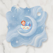Baby Boy Shower Nodig Moonlight Stars Waterverf ui Bedankjes Labels (Achterkant)