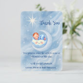 Baby Boy Shower Nodig Moonlight Stars Waterverf ui Bedankkaart (Staand voorkant)