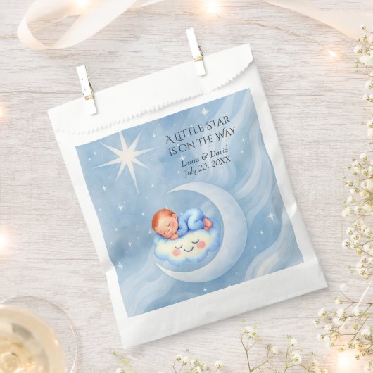 Baby Boy Shower Nodig Moonlight Stars Waterverf ui Bedankzakje (Geknipt)