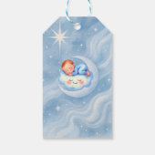 Baby Boy Shower Nodig Moonlight Stars Waterverf ui Cadeaulabel (Achterkant)