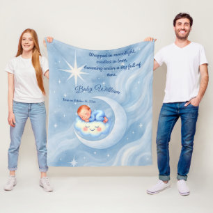 Baby Boy Shower Nodig Moonlight Stars Waterverf ui Fleece Deken