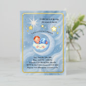 Baby Boy Shower Nodig Moonlight Stars Waterverf ui Folie Uitnodiging (Staand Voorkant)