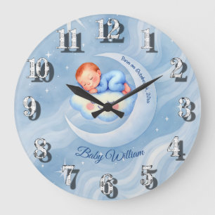 Baby Boy Shower Nodig Moonlight Stars Waterverf ui Grote Klok