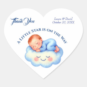 Baby Boy Shower Nodig Moonlight Stars Waterverf ui Hart Sticker