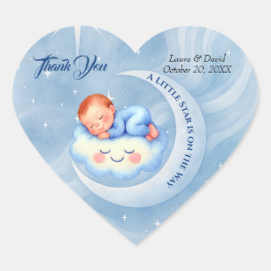 Baby Boy Shower Nodig Moonlight Stars Waterverf ui Hart Sticker