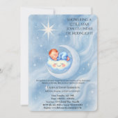 Baby Boy Shower Nodig Moonlight Stars Waterverf ui Kaart (Voorkant)