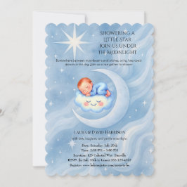 Baby Boy Shower Nodig Moonlight Stars Waterverf ui Kaart