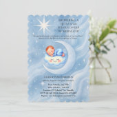 Baby Boy Shower Nodig Moonlight Stars Waterverf ui Kaart (Staand voorkant)