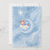Baby Boy Shower Nodig Moonlight Stars Waterverf ui Kaart (Achterkant)