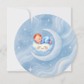 Baby Boy Shower Nodig Moonlight Stars Waterverf ui Kaart (Achterkant)