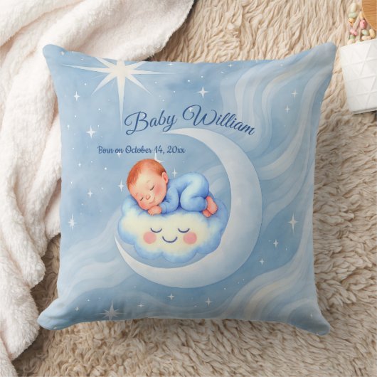 Baby Boy Shower Nodig Moonlight Stars Waterverf ui Kussen (Deken)